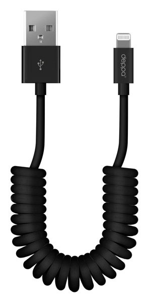 Deppa USB to 8-pin Lightning Cable for Apple, twisted, MFI, 1.5 m., Black