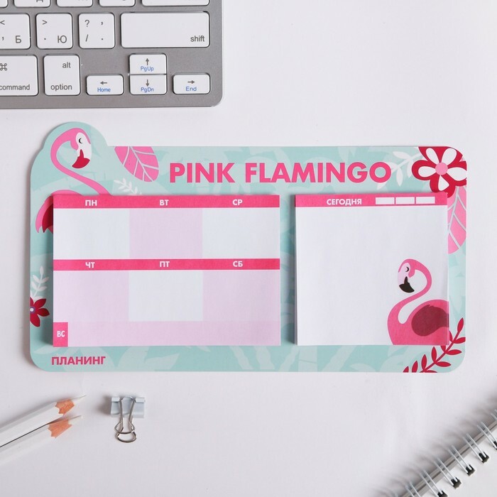 Mini planejamento com folhas destacáveis ​​de 2 blocos Pink Flamingo