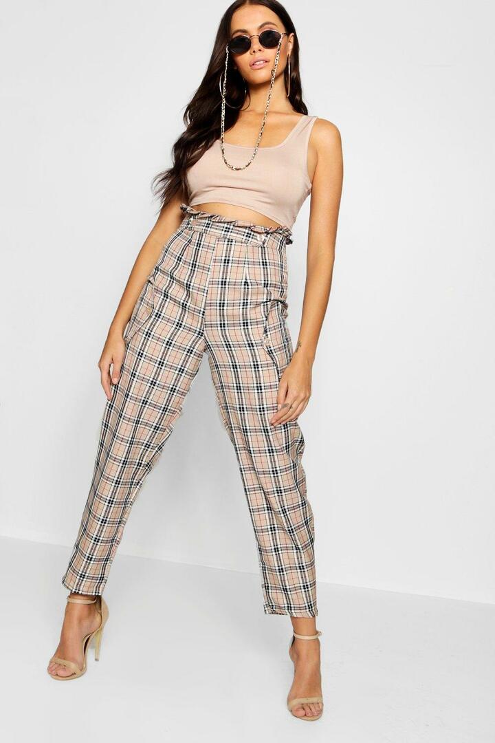 Checkered jersey trousers with peek-out top pocket