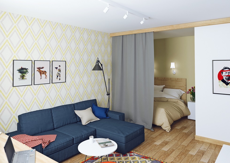 Jedna sypialnia-salon o powierzchni 33 m2