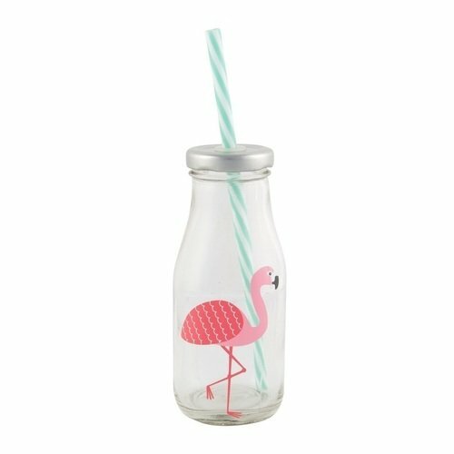 Glasflasche # und # quot; Tropical Flamingo # und # quot;, 225 ml
