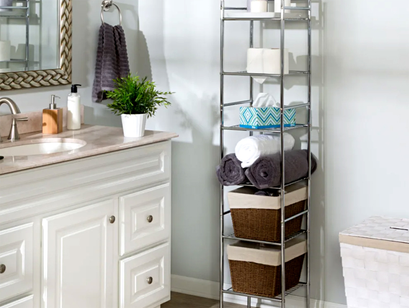 Finally, hanging shelves, and especially corner shelves, are an economical place to place storage devices.