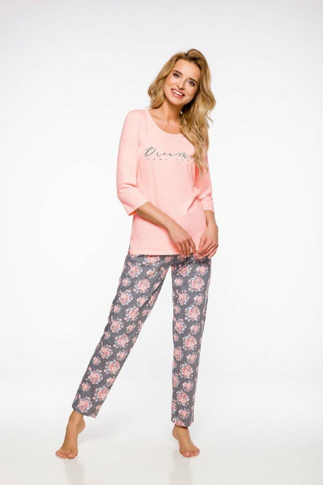 Irma Ženska pamučna pidžama s cvjetnim hlačama