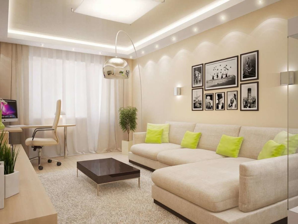 světlý obývací pokoj design
