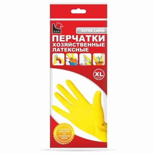 Huishoudhandschoenen A.D.M. DGL019P latex geel