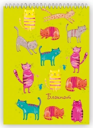 Bloco de notas A6 120l. Phoenix + Gatos engraçados em um pente, capa colorida. giz. papelão 45418