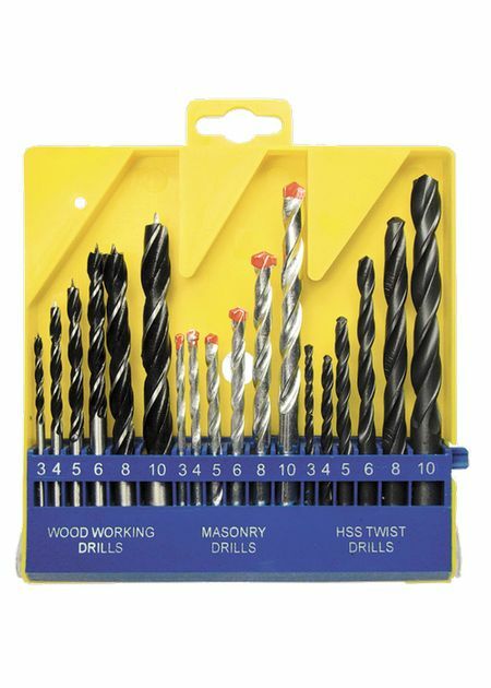 A set of drills for concrete, metal, wood 3-4-5-6-8-10 mm, 18 pcs. layer. boxing, cylin. tail. SPARTA