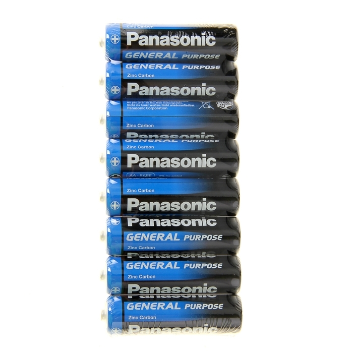 Saltbatteri Panasonic R06, 7 + 1 stk.