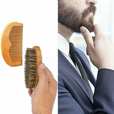 Cepillo y peine para barba con cerdas de jabalí Peine para barba Cuidado de hombres