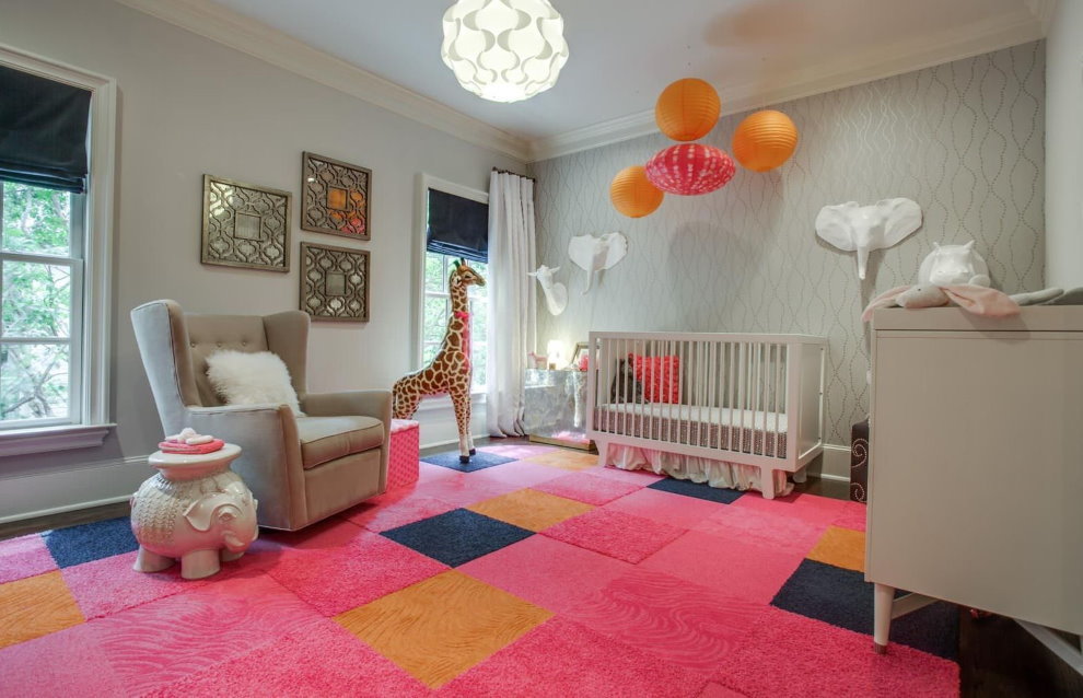 Pink matta för ett barns sovrum