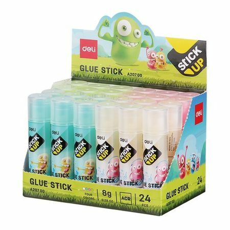Deli EA20700 glue stick 8gr corp. assorted / transparent display cardboard kids stick UP 24 pcs / box