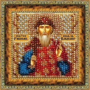 Disegno su tessuto Ricamo mosaico art. 4023 Icona di S. Principe Vladimir 6,5x6,5 cm