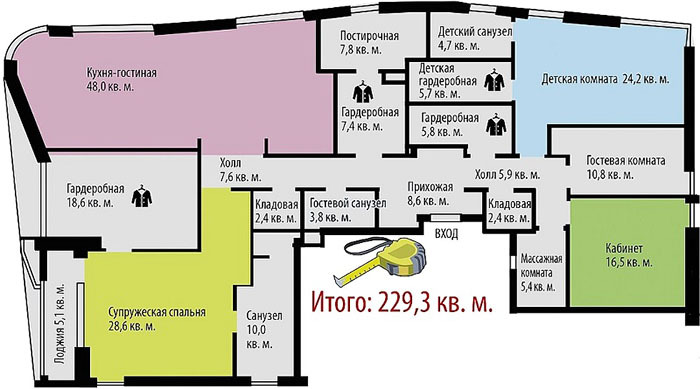 Layout of Yevgeny Petrosyan's spacious apartment