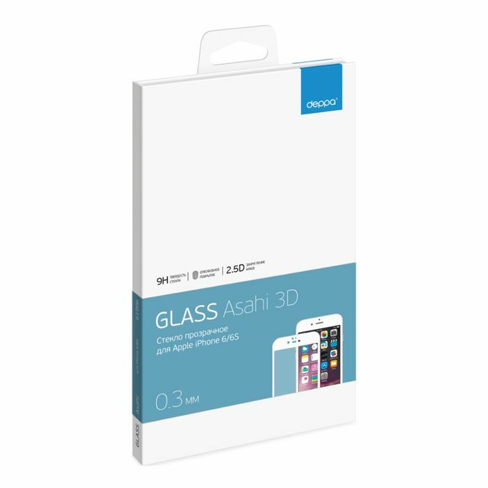 Beskyttelsesglass DEPPA (61996) 3D for iPhone 6 / 6s, hvit, 0,3 mm