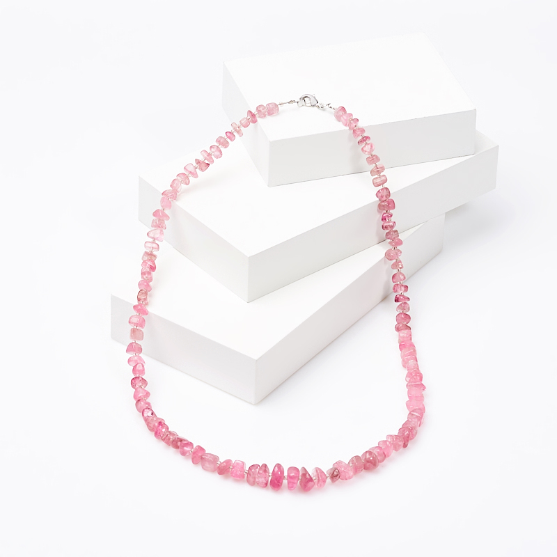 Pērles, turmalīna rozā (rubelīts) 53 cm (bij. sakausējums)