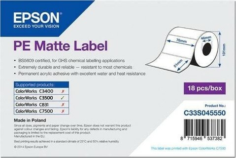 Rouleau de papier Epson PE Matte Label 76x51 mm