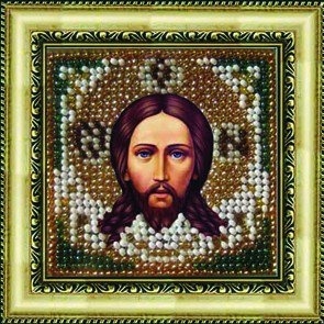 Disegno su tessuto Ricamo mosaico art. 4008 Icona del Salvatore non fatta a mano 6,5x6,5 cm
