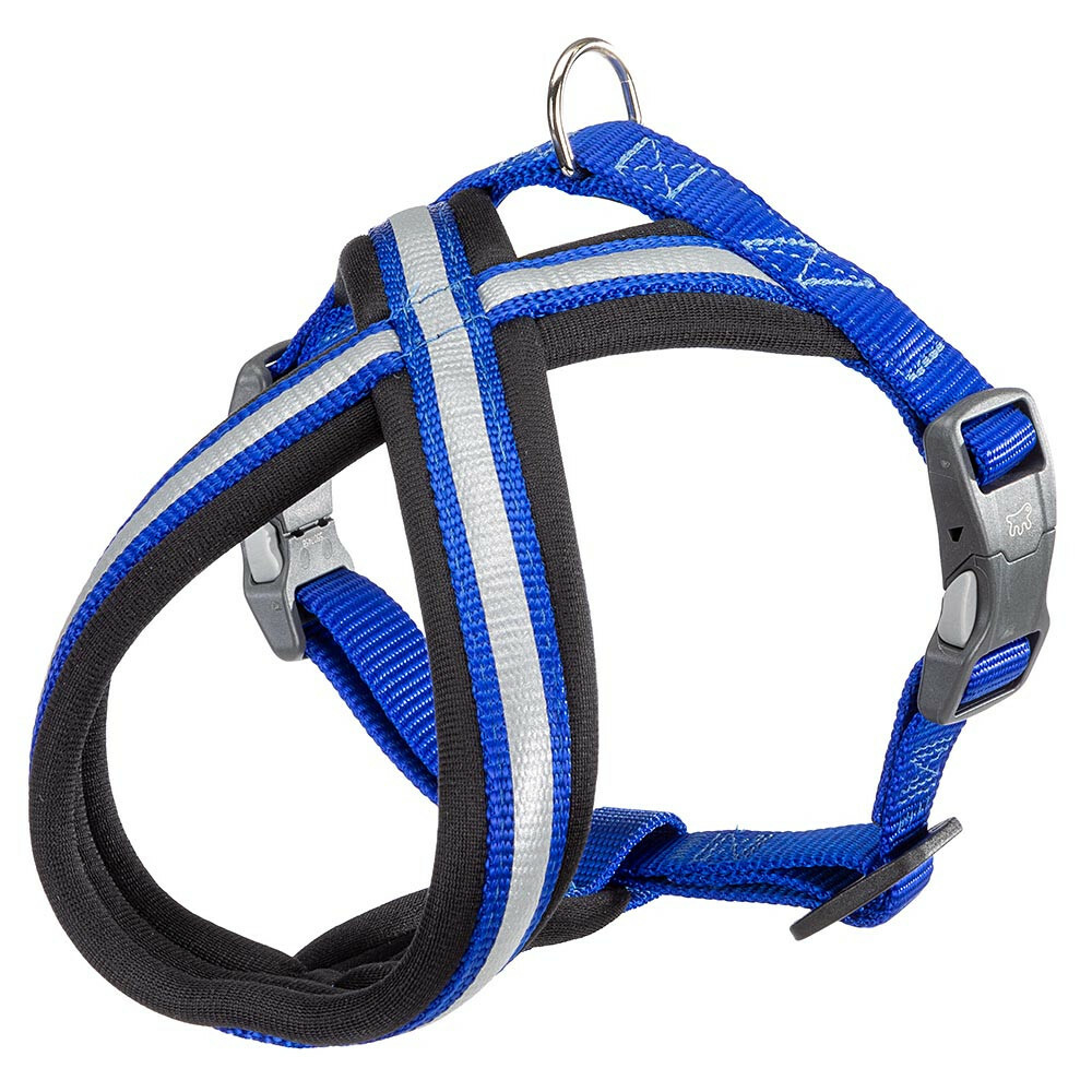 Ferplast Daytona Cross Harness with Reflective Stripe for Dogs (S-M, Blue)