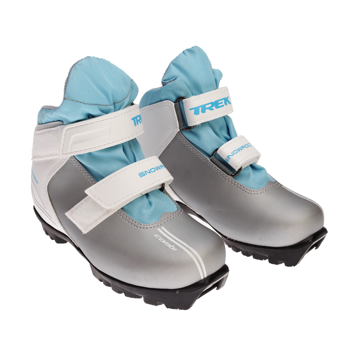 Chaussures de ski TREK Snowrock NNN 2 ceintures (argent, logo bleu) (taille 35)
