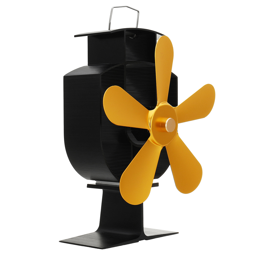 ® 5 Asmeņi Kamīna ventilators Siltuma siltuma jauda Ventilators Koka dedzināšanas ventilators