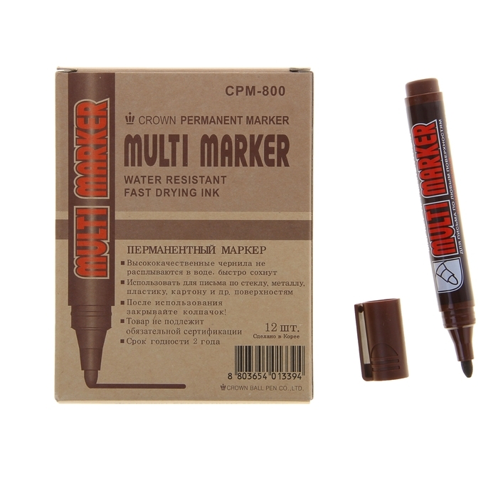 Permanent markør 3,0 mm Crown MULTI MARKER brun