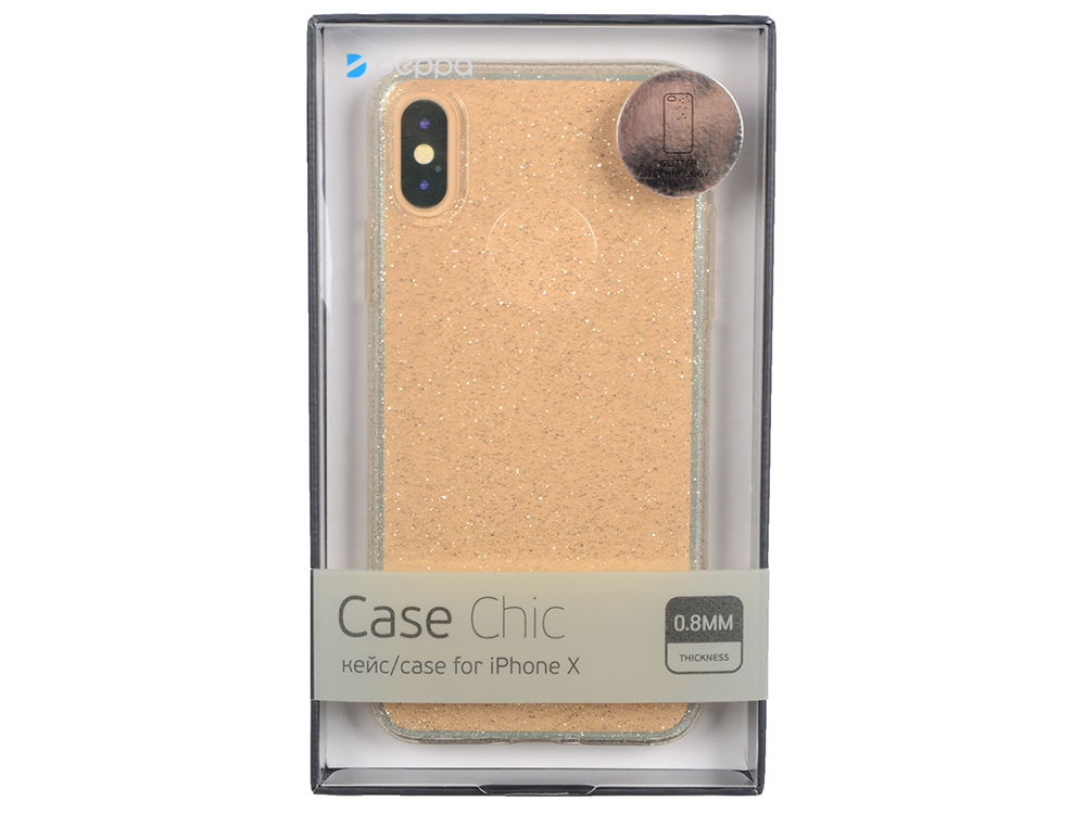 Deppa 85340 Coque Chic pour Apple iPhone X, Coque Or, PU