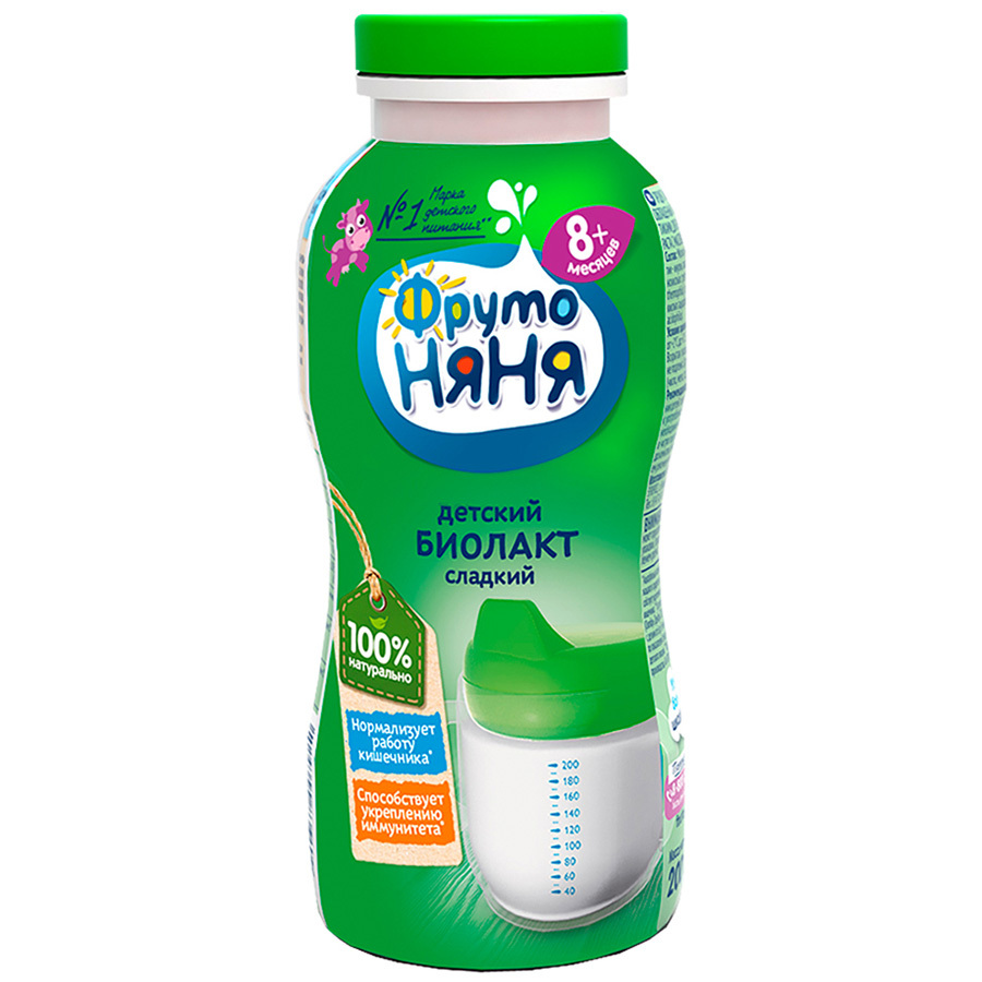 מוצר חלב מותסס FrutoNyanya Biolact מתוק מ 8 חודשים 3.2%, 200 מ" ל