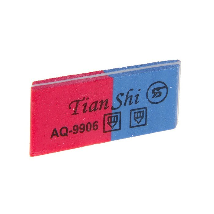 Goma de borrar combinada Tian Shi rojo-azul biselada
