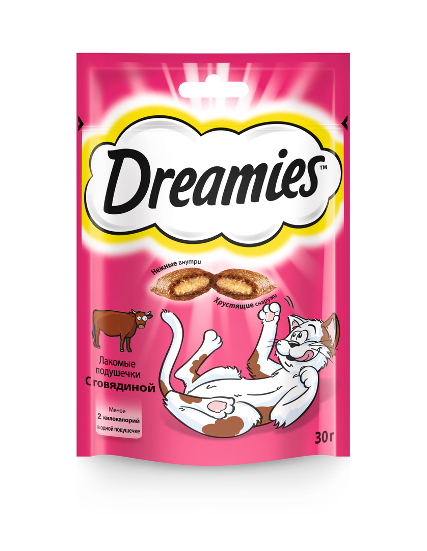 Dreamies treat for adult cats with beef 60g: prices from 25 ₽ buy inexpensively in the online store