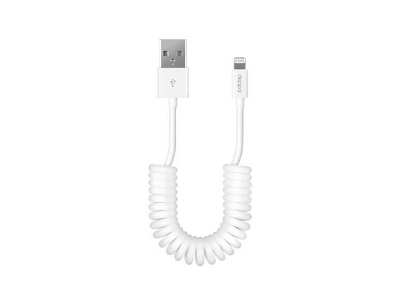 Câble Deppa USB vers Lightning 8 broches pour Apple, enroulé, 1,5 m.. blanche