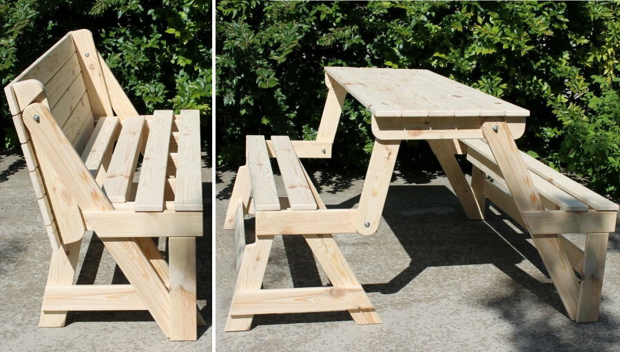 DIY pārveidojošas dārza mēbeles