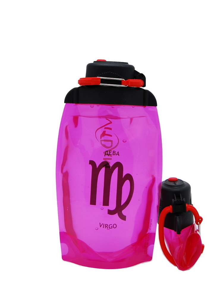 Bottiglia ecologica pieghevole Vitdam, rosa, 500 ml, Vergine / Vergine