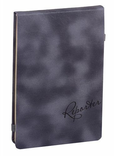 Notepad 130 * 200 96l lin. HEADER GRAY-BLUE leatherette, hardcover, toner offset, embossing, elastic band