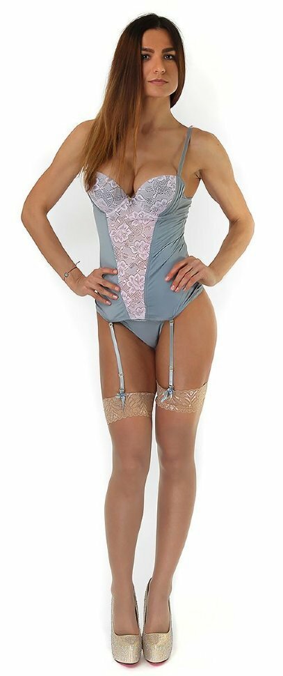 Bustier set with lace front and panty (XL)