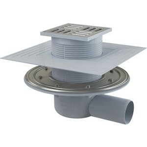 Shower drain AlcaPlast 105x105 / 50 side outlet, stainless steel, combined odor trap SMART (APV1324)