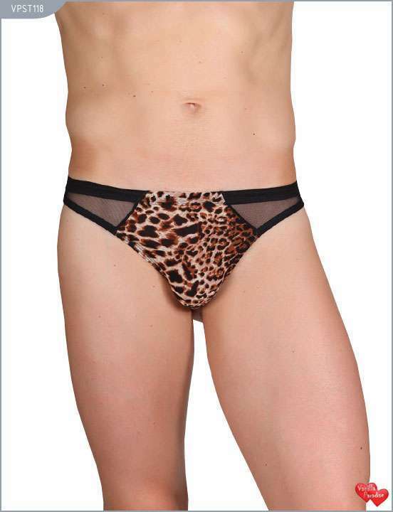 Sous-vêtements pour hommes: tongs pour hommes avec empiècement léopard sur le devant