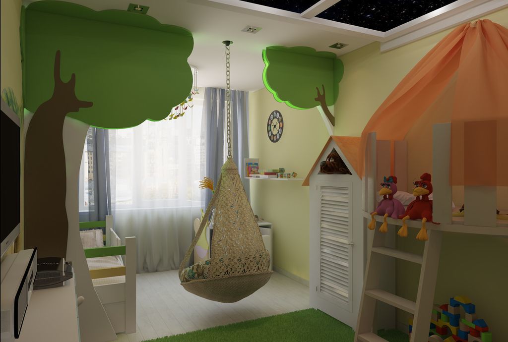 Design a child's room 14 square meters