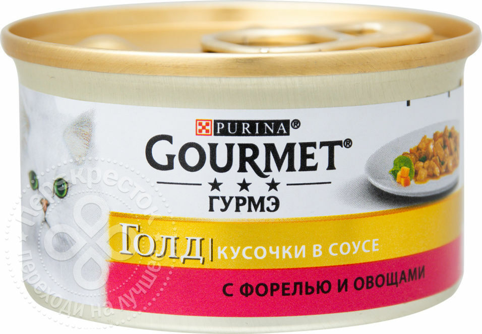 Gourmet Gold cat food Pieces with trout and vegetables in gravy 85g