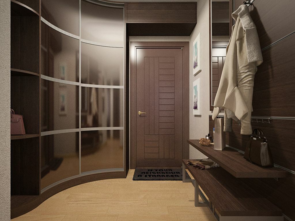 Guarda-roupa radial no corredor de um apartamento moderno