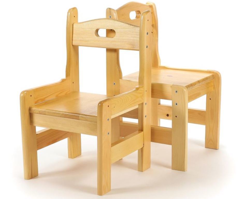 Children's wooden high chair made of pine