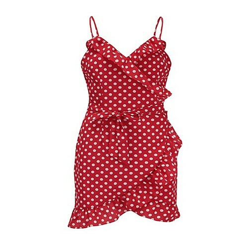 Kvinde Going out Beach Bohemian A -Line kjole - Polka Dot Print Rem Mini / Sexet