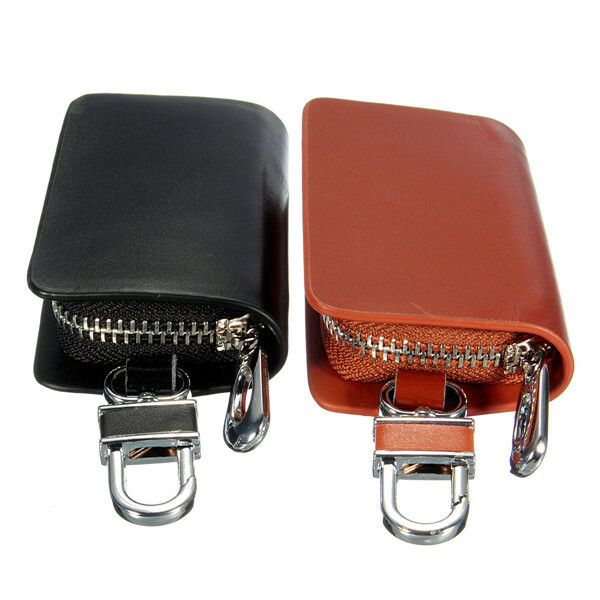 Genuine leather car auto key ring keychain key ring portable wallet case bag