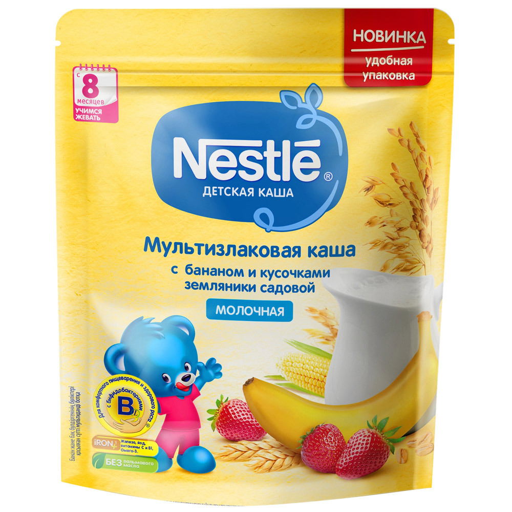 Nestle torrmjölk multigrain gröt med banan och jordgubb bitar 0,22kg