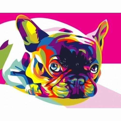 Maleri på lerret # og # quot; Fransk Bulldog # og # '', 13 x 16,5 cm