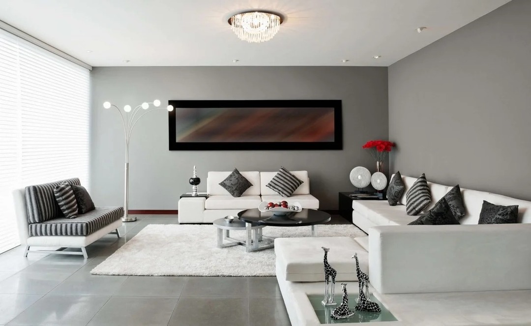 malování stěn v high-tech obývacím pokoji