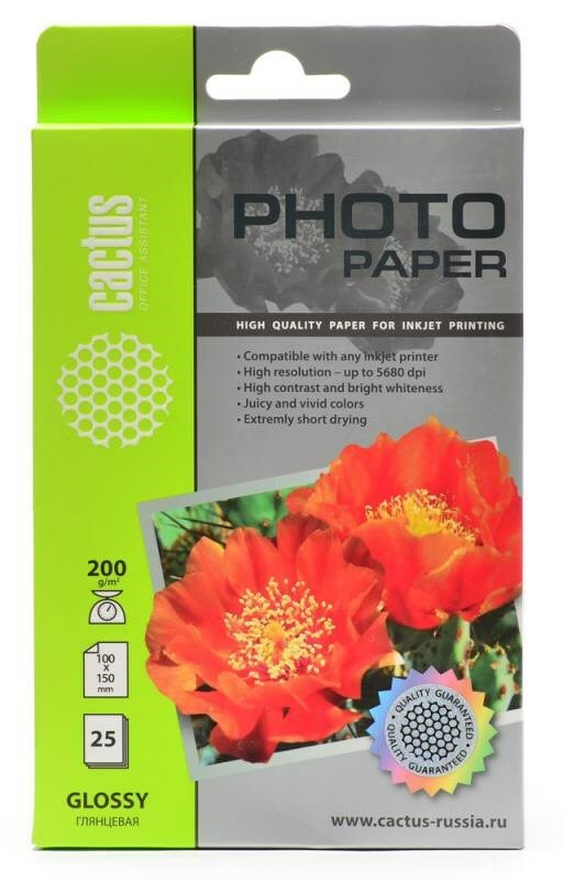 Fotopapier glanzend Cactus CS-GA620025 10x15, 200 g/m2, 25 l.