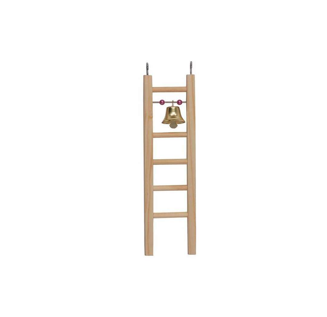 Rebrík Darell drevený s korálkami a zvončekom pre vtáky (63 x 8 x 200 mm)