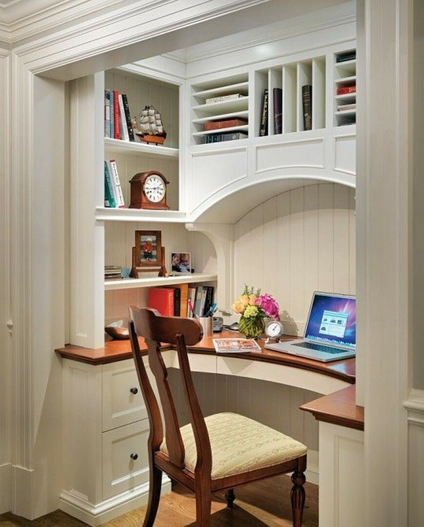 Built-in study in a niche wall of the living room