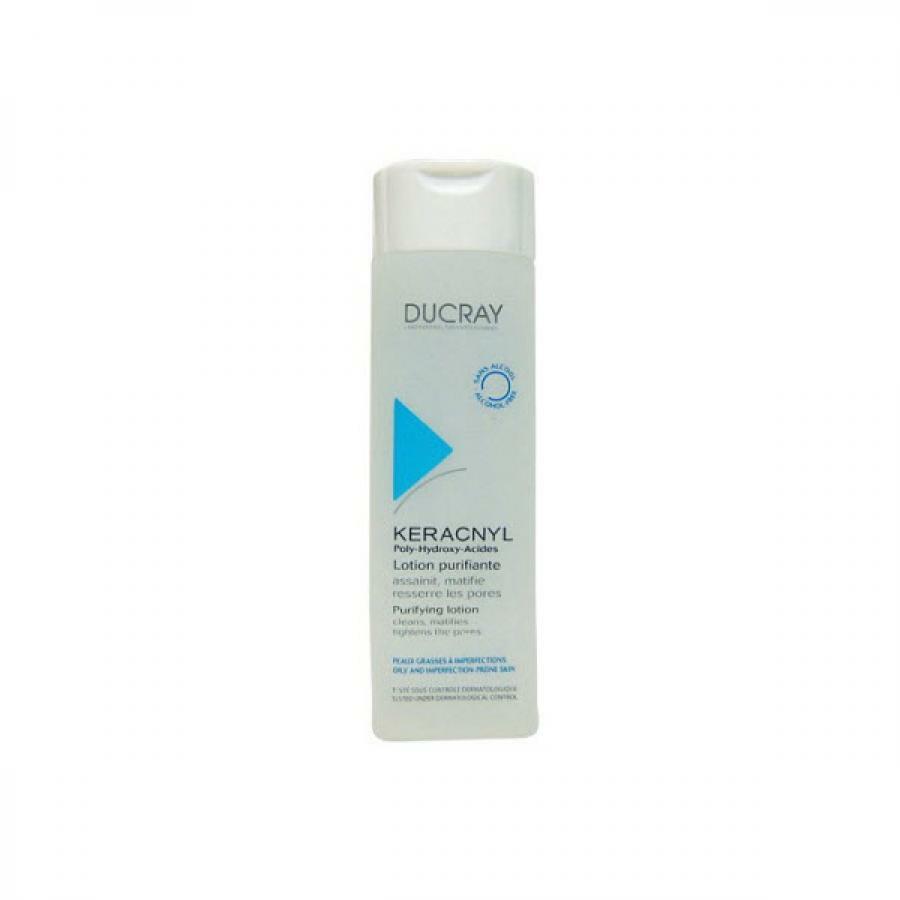 Ducray Keracnyl Loción limpiadora facial, 200 ml, para pieles grasas con problemas