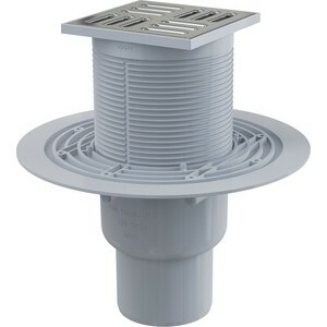 Shower drain AlcaPlast 105x105 / 50/75 straight line, stainless steel, wet odor trap (APV2311)